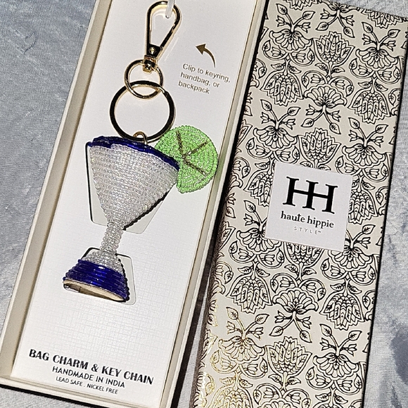 Haute Hippie Margarita W Lime Glass Keychain Bag Charm Ta - Picture 1 of 3